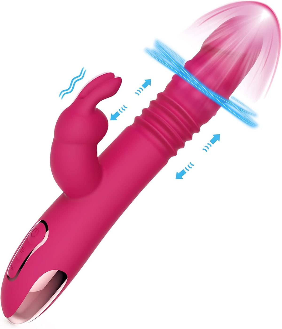 Rabbit-Vibrator mit Perlen und Stoßfunktion – BOMBEX William, 24,9 cm langer G-Punkt-Vibrator mit Dreifachwirkung und unabhängigem Klitorisstimulator, 10 Muster, wasserdicht &_voghion.com