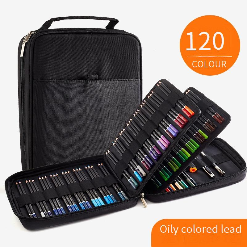 Professional 120-Color Oil-Based Colored Pencils Set For Artists & Students - Premium Wooden Case, Vibrant Pigments, 4B Soft Core For Smooth Blending_voghion.com