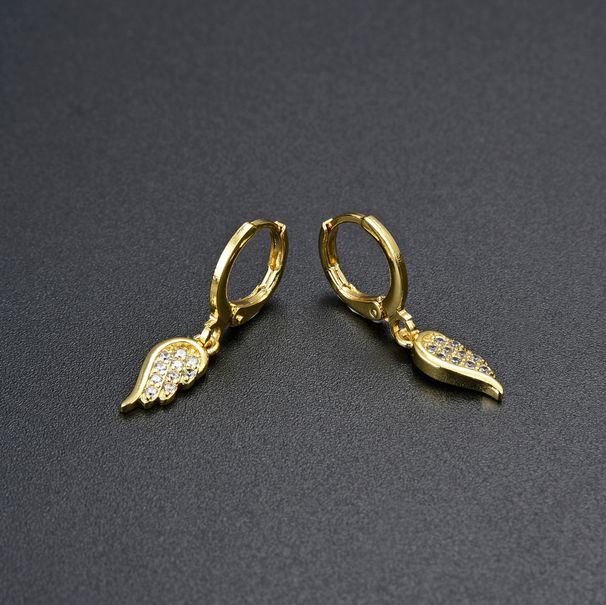 Unisex Mode Einfache Ohrringe Mit Diamanten Und Zirkon CZ Engelsflügel Ohrringe Net Promi Temperament Design Ohrringe Für Frauen_voghion.com