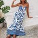 2024 Summer Sexy Backless V-neck Slim Fit Elegant Floral Strap A-line Beach Dress_voghion.com