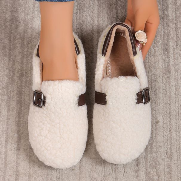 Women's Slip-On Winter Booties - Plush Faux Fur Lined House Shoes With Memory Foam (White/Brown/Black)_voghion.com