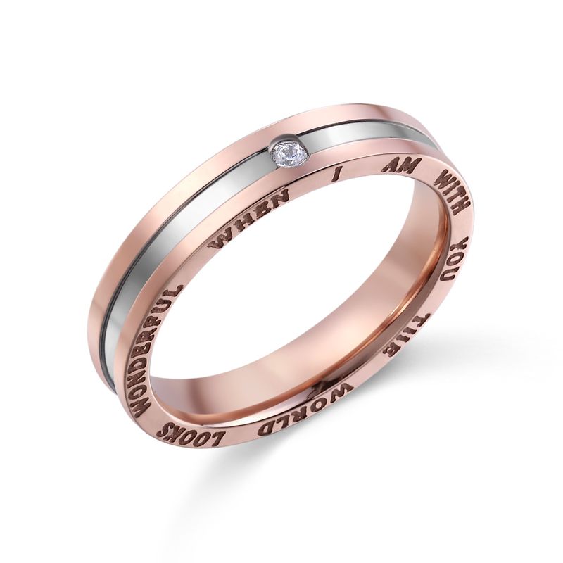 Damenschmuck Titanstahl Eingelegter Zirkonring Verblasst Nicht High-End Ins Leichter Luxuskreis Verblasst Nicht Roségold_voghion.com
