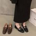 Women's flat square toe small leather shoes_voghion.com