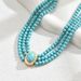 French Fashion Retro Geometric Beaded Necklace Simple Turquoise Multi Layer Design Long Chain Alloy Clavicle Chain_voghion.com