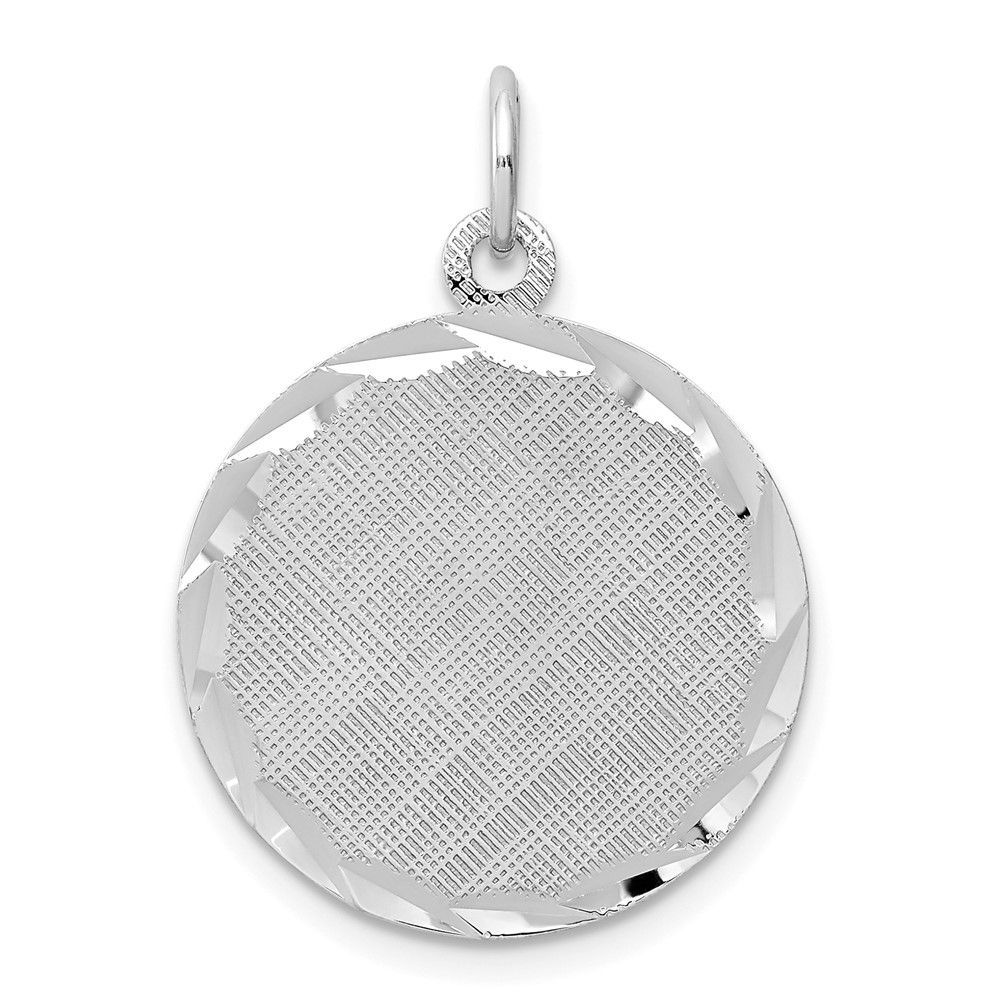 SS Rh-plt Engraveable Round Patterned Polished Front/Satin Back Disc_voghion.com