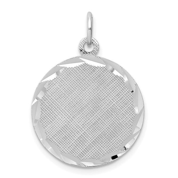 SS Rh-plt Engraveable Round Patterned Polished Front/Satin Back Disc_voghion.com