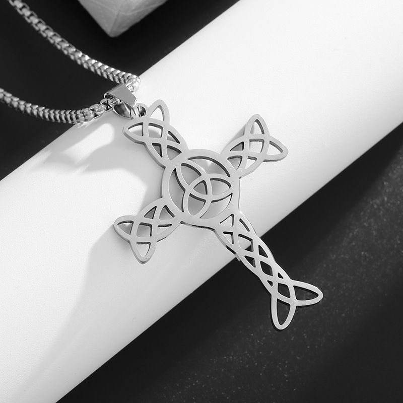 New Style Cross Symbol Pendant Stainless Fashionable Titanium Steel Necklace With Chain_voghion.com