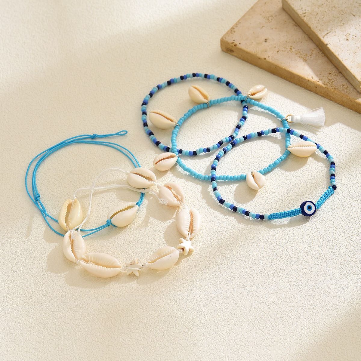 Shell Anklet Wholesale Summer Ocean Style Accessories Women's Versatile Personality Handmade Blue Rice Pearl Starfish Leg Ring_voghion.com