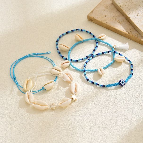 Shell Anklet Wholesale Summer Ocean Style Accessories Women's Versatile Personality Handmade Blue Rice Pearl Starfish Leg Ring_voghion.com
