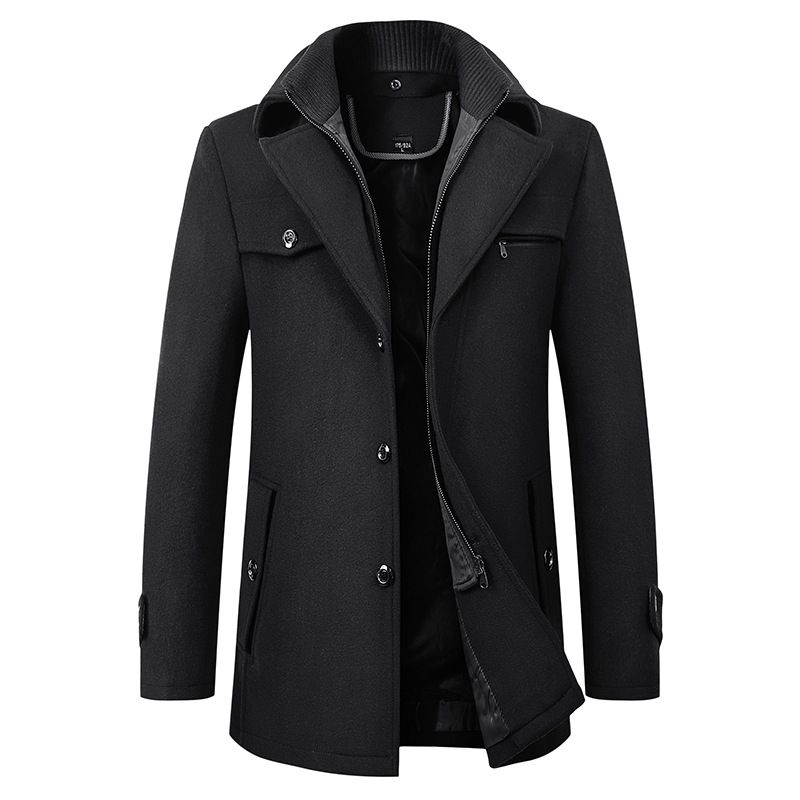 Herrenbekleidung Mantel Herren Business Casual Fashion Herren Dicker Warmer Übergroßer Herren Trenchcoat_voghion.com