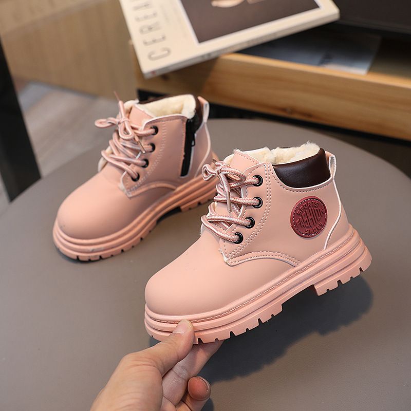 Botas de nieve de invierno nuevas para niños con felpa y zapatos de algodón cálidos para niños, botas amarillas para niñas, botas Martins_voghion.com