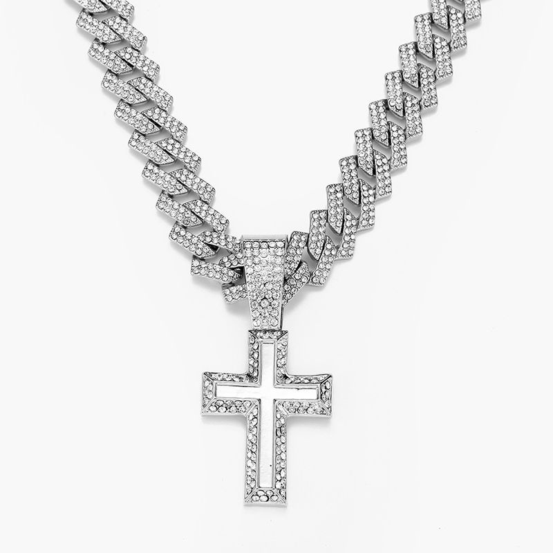 Collana con ciondolo a croce in lega Hip Hop, semplice e alla moda, per uomo e donna_voghion.com