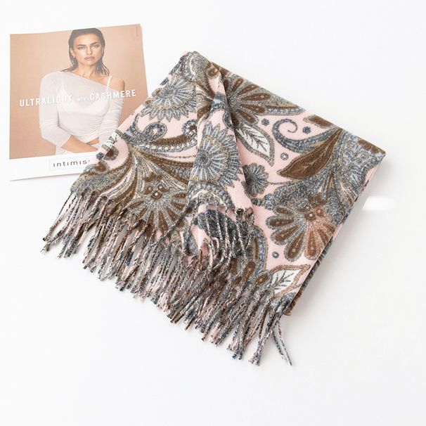 Colored cashew print ethnic style scarf for women in autumn winter 2024, simple versatile scarf, elegant warm, and cold_voghion.com