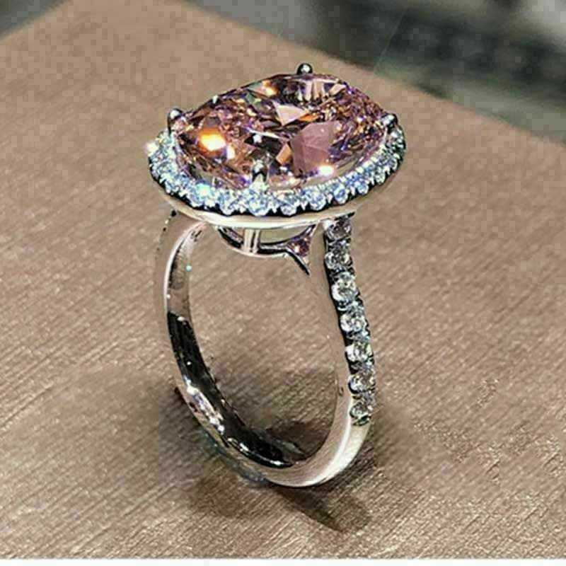 Hot selling Oval Jewelry Pink Zircon Fashion Exquisite Temperament  Mosang Stone Women's Ring_voghion.com