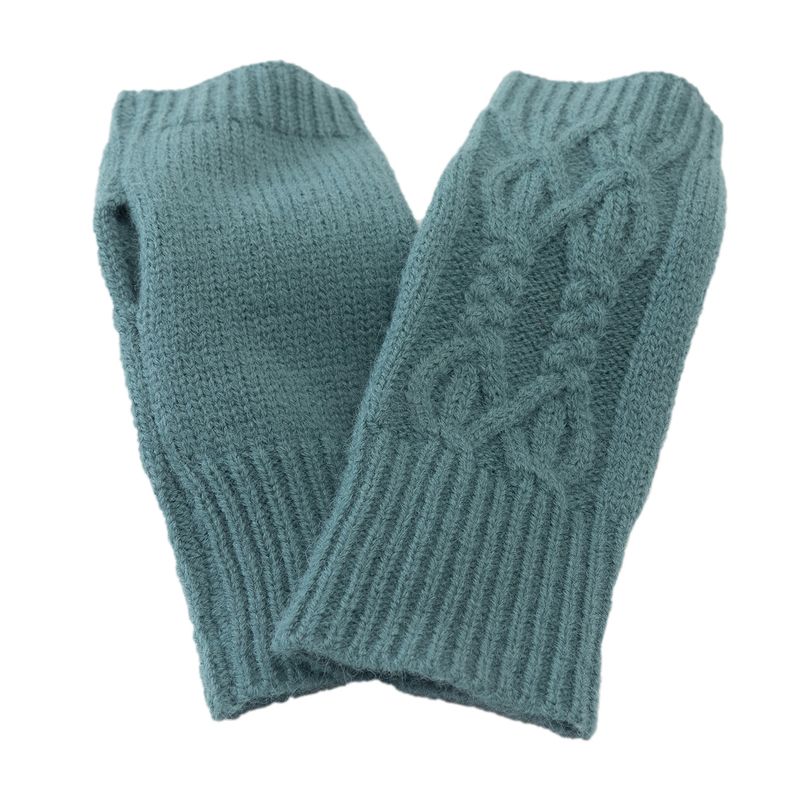 Korean Version Winter Wool Fried Dough Twists Knitting Warm Half Finger Outdoor Travel Elastic Gloves For Men And Women_voghion.com