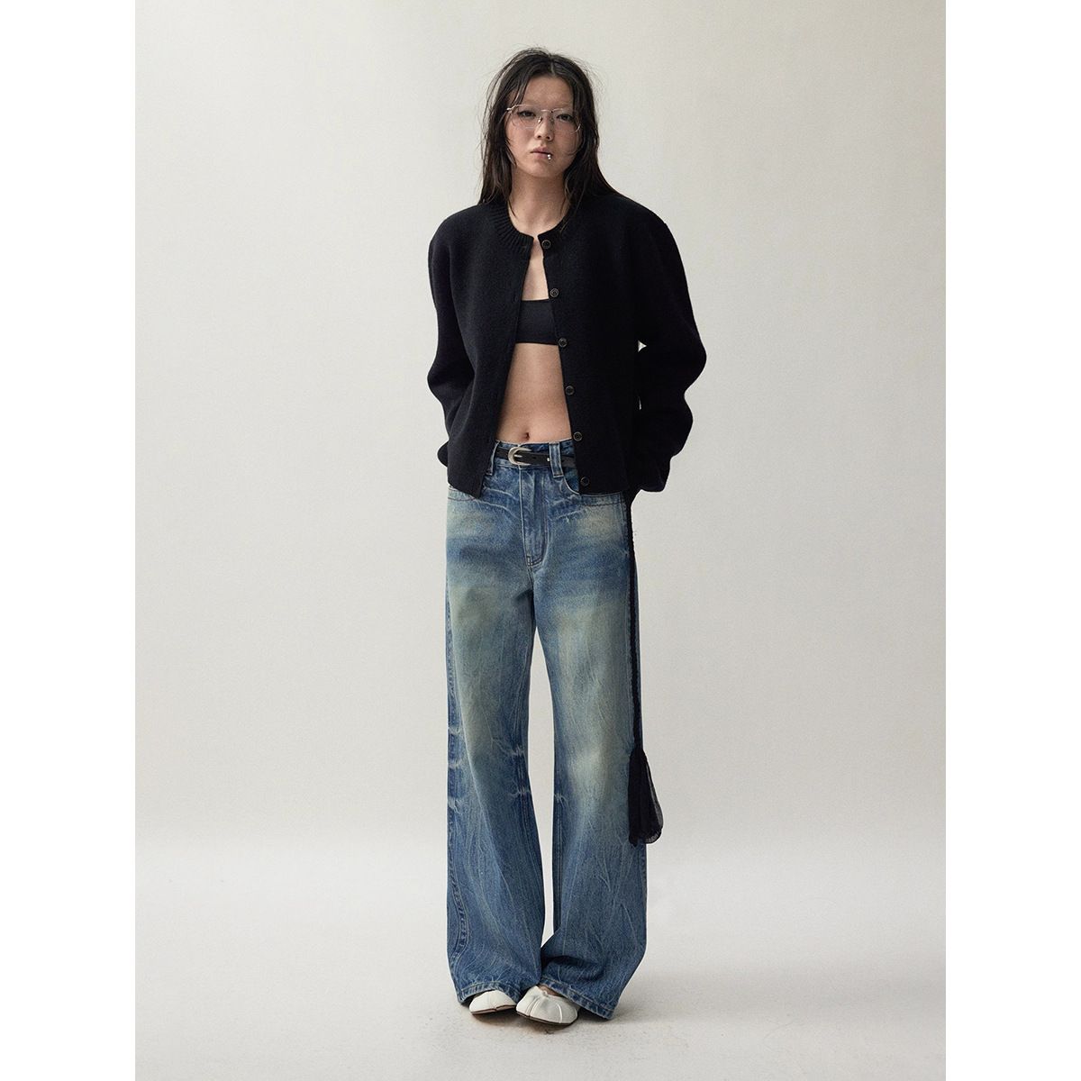 Women's Clothing Soft & Structured Wool Blend Cardigan – Oversized Loose Fit Open Front Knit Sweater In Grey & Black_voghion.com