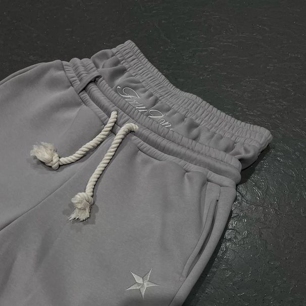 Modische Jogginghose für Paare – Kreative Stickerei mit doppelter Taille und Faltdesign (lässiger, einfacher Stil)_voghion.com