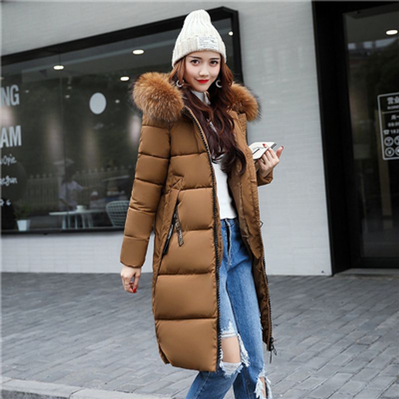 2022 hiver vers le bas Parkas femmes J grand col de fourrure épais mince manteau mode à capuche vêtements d'extérieur en coton longue automne femme_voghion.com