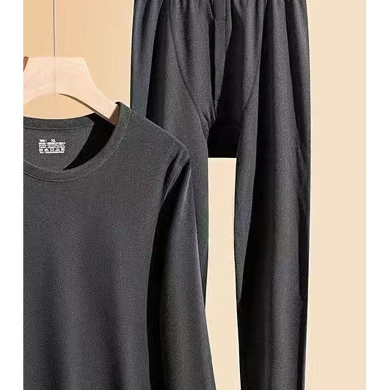 and Winter German Velvet Junior Warm Underwear Set for Men, Thermostatic Self Heating Clothes, Autumn Pants, Round Neck_voghion.com