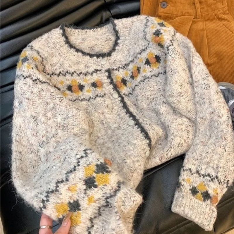 High end super beautiful sweater, women's autumn winter embroidered top, lazy style, soft and sticky jacket, gray_voghion.com