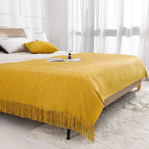 2025 Nordic Diamant Muster Wolle Einfarbig Gestrickte Sofa Decke Nacht Handtuch_voghion.com