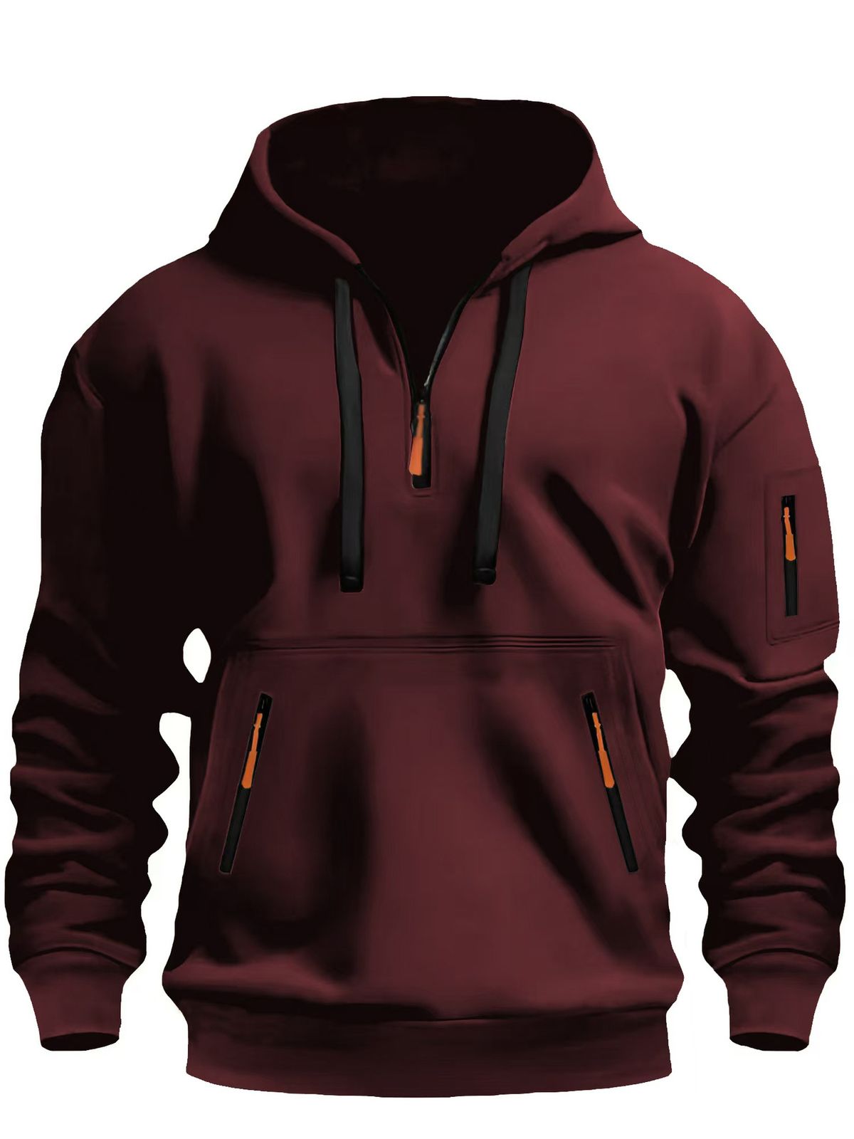 Heren hoodie met capuchon, mouw en rits, sport en vrije tijd_voghion.com