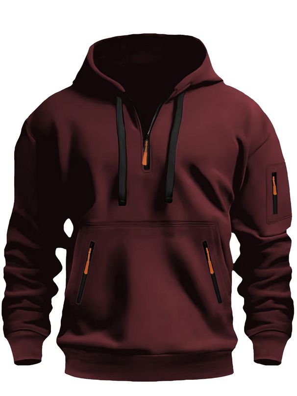 Heren hoodie met capuchon, mouw en rits, sport en vrije tijd_voghion.com
