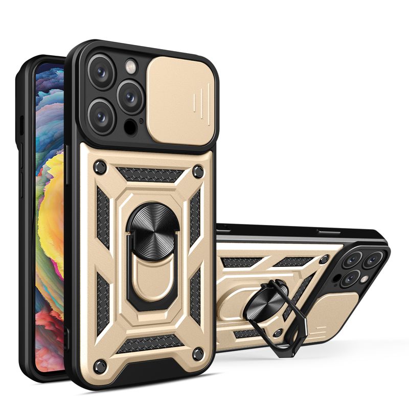 Slide Case for iPhone 14 13 12 11 Pro Max Mini SE 2020 XR XS Max X XS 8 Plus Ring Stand Armor Ring Camera Protection Pho_voghion.com