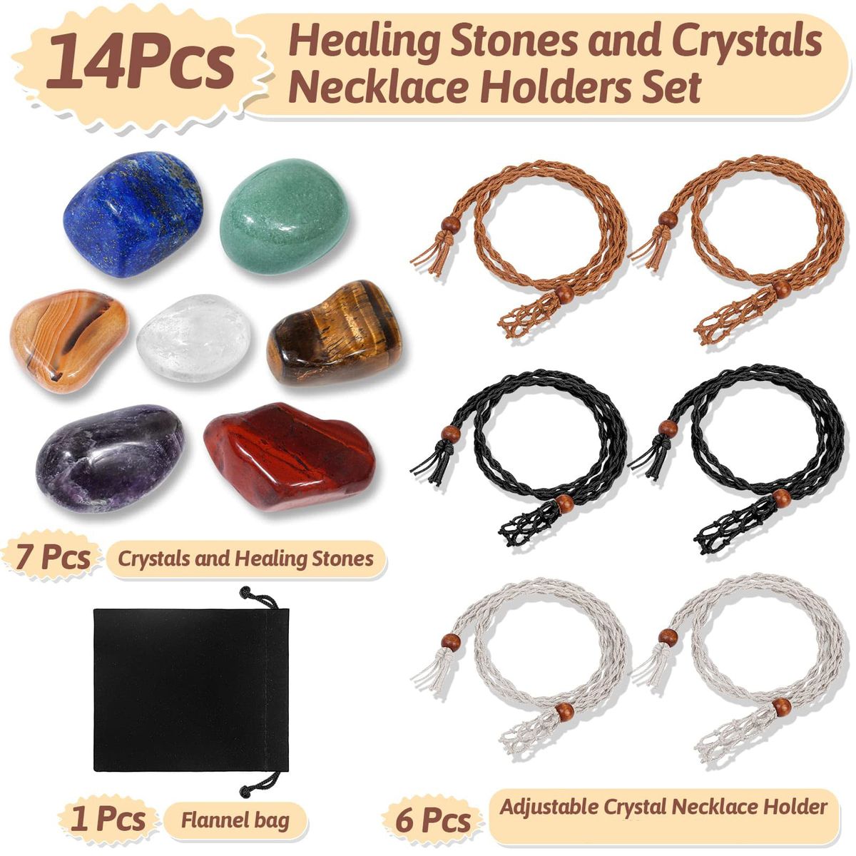 Gioielli da donna, 14 pezzi, collana con ciondolo in rete intrecciata con corda, ciondolo in cristallo, collana con ciondolo, gioielli da donna_voghion.com