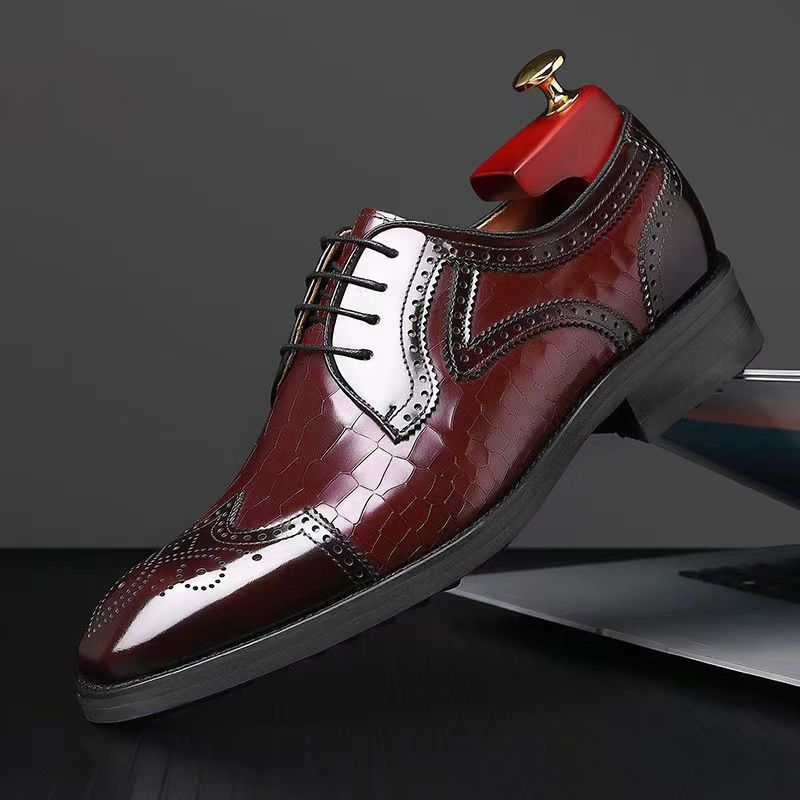 Scarpe da uomo Scarpe Oxford Scarpe da uomo in pelle Scarpe in pelle giapponese con punta quadrata tridimensionale_voghion.com