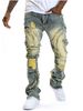 2025 Men's Ripped Flared Fringe Stretch Jeans New_voghion.com