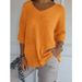 Women's Clothing V-Neck Casual Knit Sweater Slim Fit Short Sleeve Solid Color Pullover Top For Everyday Wear_voghion.com