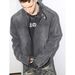 Men's Clothing Washed Distressed Denim Jacket Vintage Washed Distressed Denim Jacket For Men - High Neck Streetwear Coat, Oversized Fit, Black Wash_voghion.com