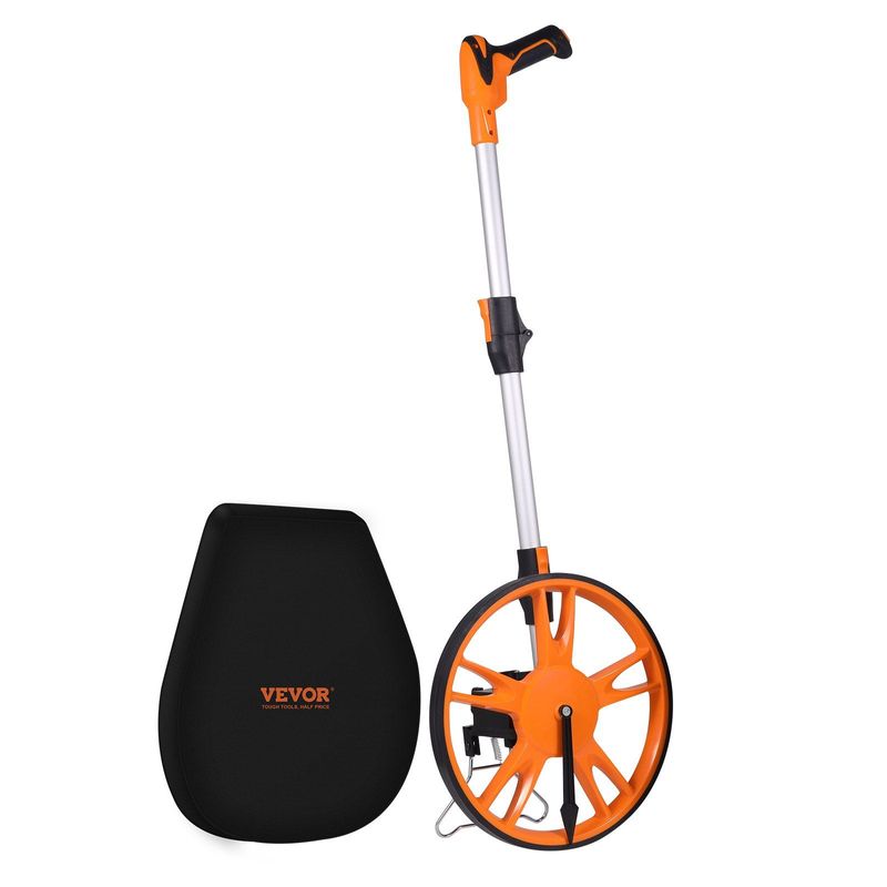 VEVOR Measuring Wheel In Feet, 12.5 In Wheel Diameter, 39.37-15.75 In Telescoping Measure Wheel, Measurement 0-9,999Ft With Back Bag, Suitable For Lawn/Hard/Soft/Wood Road Measuring_voghion.com