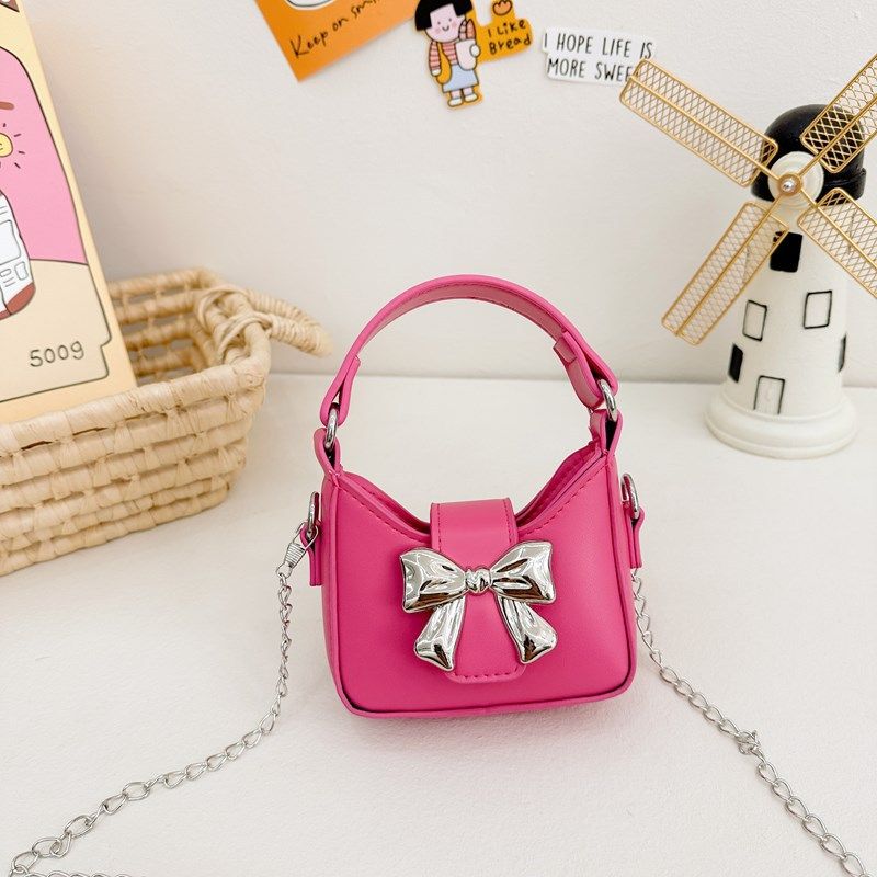 Cute And Sweet Bow Children's 2024 Summer New Handbag For Women's Niche Chain One Shoulder Crossbody Bag_voghion.com