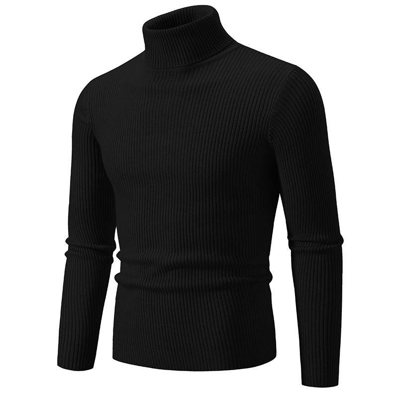 ​​Herrenpullover mit hohem Kragen und Umschlagkragen – Einfarbiger Freizeitpullover für Herbst und Winter – Weiche, warme Strickware in mehreren Größen und Farben​​_voghion.com