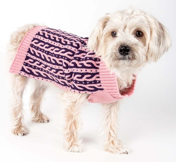 Harmonious Dual Color Weaved Heavy Cable Knitted Fashion Designer Dog Sweater_voghion.com