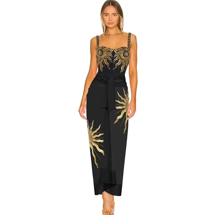 Maillot de bain une pièce à paillettes tournesol pour femme_voghion.com