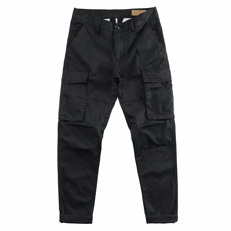 Arbeitshose für Herren, leicht, locker geschnitten, Cargohose mit geradem Bein, strapazierfähiger, reißfester Baumwolltwill, Arbeitshose mit mehreren Taschen_voghion.com