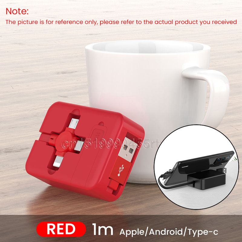 Cablu USB extensibil 4 în 1 cu 8 pini/USB tip C/Mini USB, potrivit pentru iPhone 14 13 Pro, încărcător de date pentru telefon mobil de 1 m_voghion.com