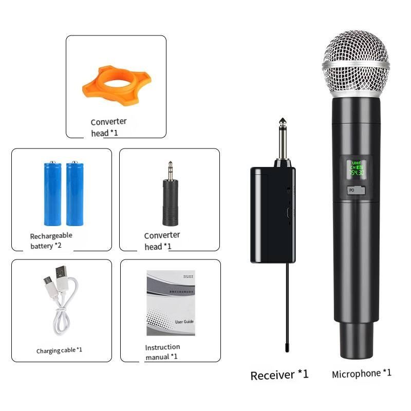 Ładowanie mikrofonu bezprzewodowego, jedna lub dwie karty do transmisji na żywo na zewnątrz, system dźwiękowy telewizora domowego, mikrofon sceniczny do karaoke_voghion.com