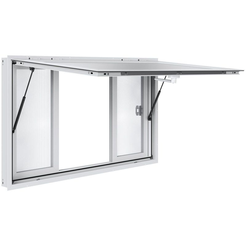 VEVOR Concession Window 60"x36", Aluminum Alloy Food Truck Service Window With 4 Horizontal Sliding Windows & Awning Door & Drag Hook, Up To 85 Degrees Serving Window For Food Truck Concession Trailer_voghion.com