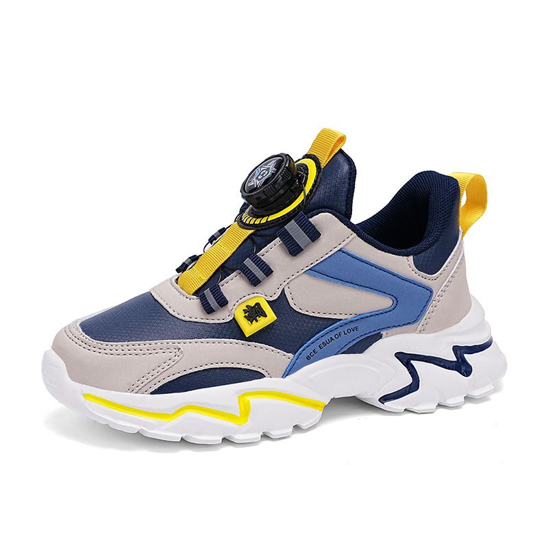 child's shoes Rotary button children's shoes Boys' sneakers Autumn waterproof leather-covered children's spring and autumn boys' shoes_voghion.com