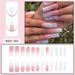 Elegant French Ombre Press-On Nails With Transparent Glitter & Diamond Design - Reusable Fake Nails For Women (Glue/Sticker Options)_voghion.com
