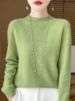 Women's Elegant Basic Style Pullover 100% Merino Wool Knitwear Autumn Winter Warm Solid Casual Loose Exquisite Clothing Tops_voghion.com