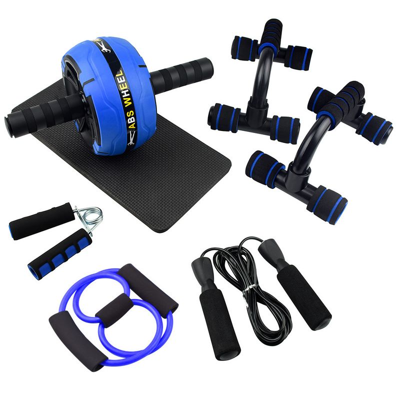 Einzelnes rundes Bauchrad-Set, Heimfitness-Push-Up-Ständer, Griffkraft, Bauchmuskelrad, siebenteiliges Set_voghion.com