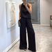 Ensemble pantalon large sans manches en satin pour femme - Tenue décontractée deux pièces pour les vacances d'été et le quotidien (plusieurs couleurs)_voghion.com
