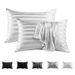 Satin Stripe Pillowcase Set – Luxury Satin Pillow Cover With Envelope Closure (Silky Soft Wrinkle-Resistant Queen Size 2-Pack White & Gold)_voghion.com