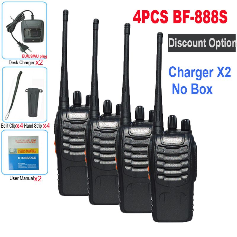 4 szt./zestaw Oryginalny Baofeng BF888S Walkie Talkie BF-888s 5W 16CH UHF 400-470MHz BF 888S Walkie-talkie Dwukierunkowe radio_voghion.com