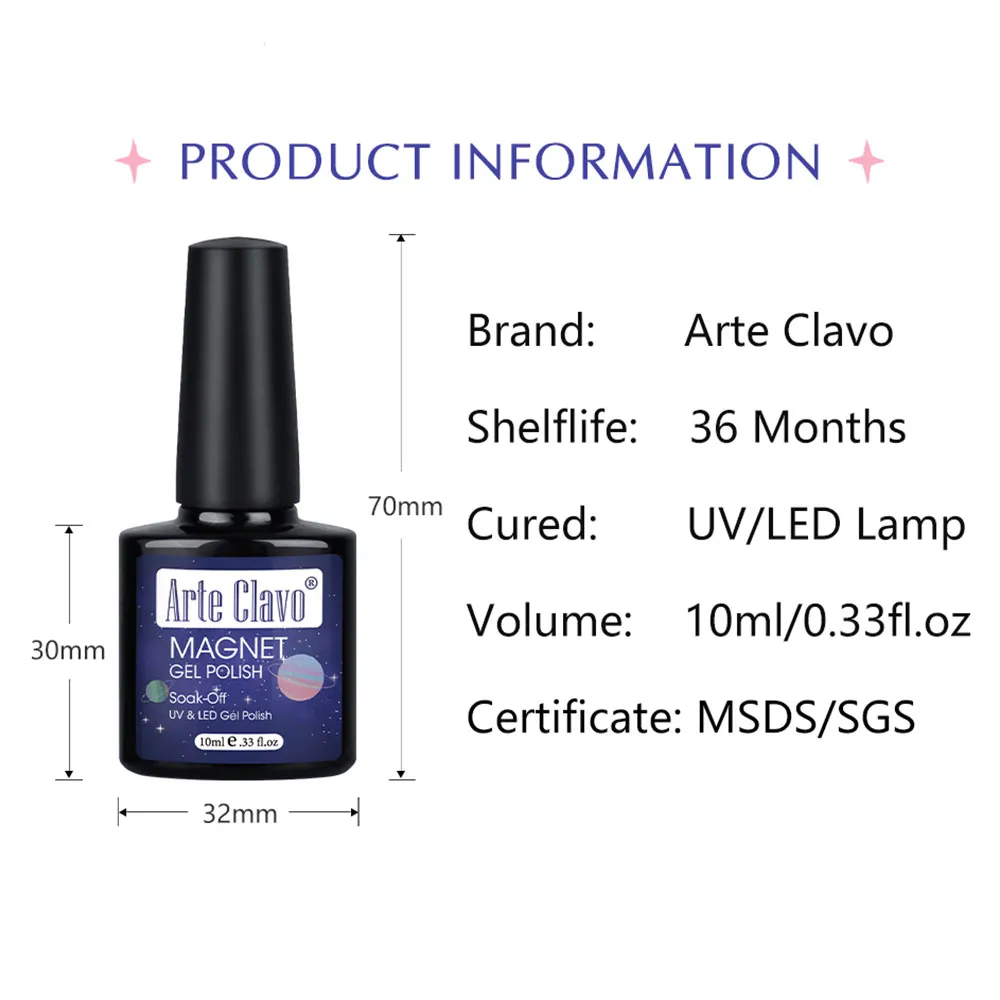 Arte Clavo 10ml Reflective Cat Magnetic Gel Nail Polish Glitter Vernis Semi Permanent Soak Off Magnetic UV Gel Nail Art Gel_voghion.com